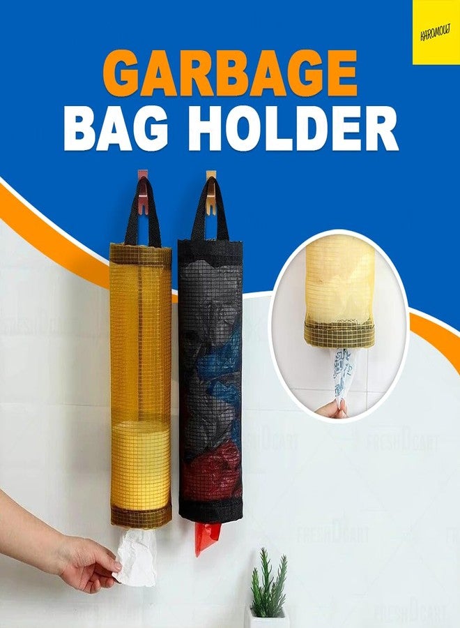 Karomouj KMA556 Transparent Garbage Bag Storage Bag Wearable Grocery Bag Holder Mesh Grocery Bag Holder with Widening Handle Bottom Outlet for Kitchen, Bedroom Home Store (Multicolor,Pack of 2) - Image 3